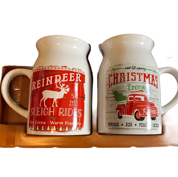 NEW SET 2 CERAMIC CHRISTMAS MUGS - Picture 1 of 10